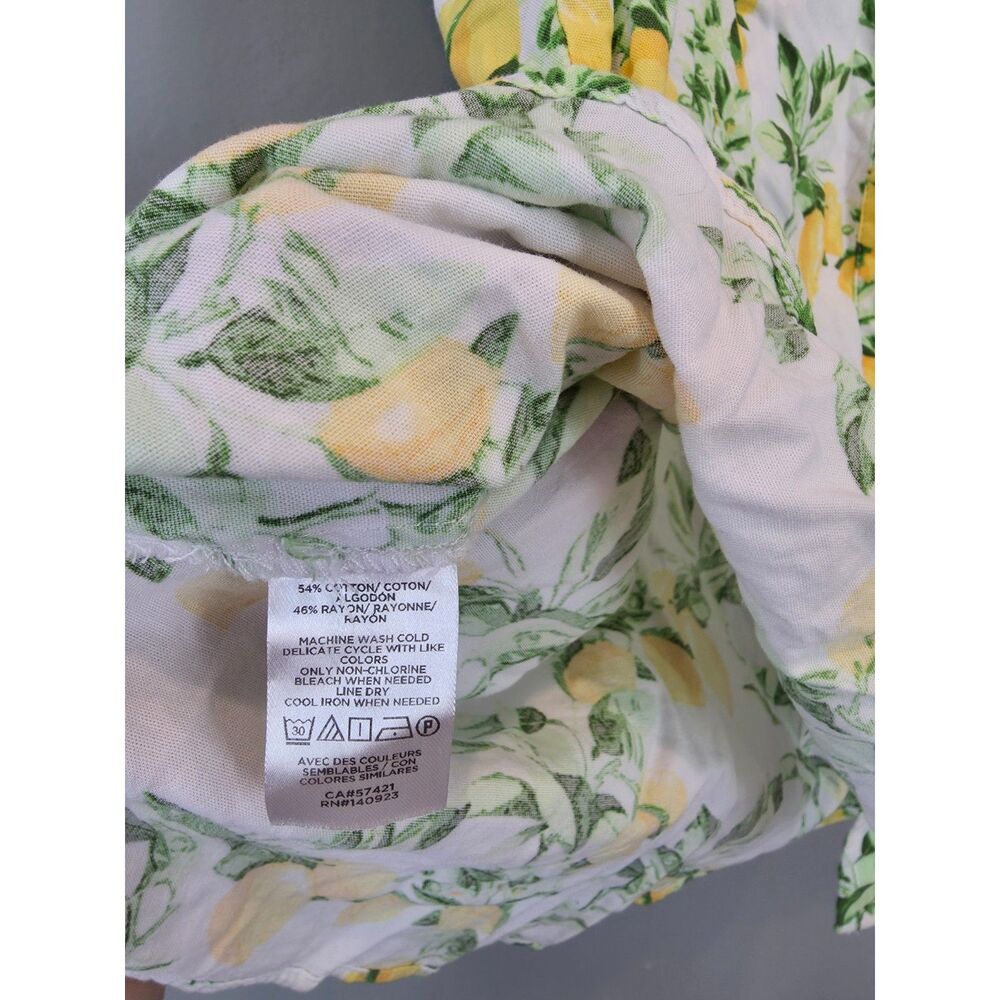 LOFT Sleeveless Blouse LG Lemons Novelty Print Preppy Dopamine Casual Cute Work - Picture 6 of 7